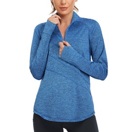 Cucuchy Womens Quarter Zip,UPF 50+ Long Sleeve 1/4 Zip Pullover V Neck Golf Polo Shirts Moisture Wicking Sports Workout Tops