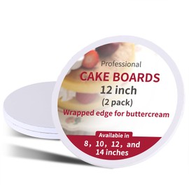 PFAMKEER 2 Pcs Cake Boards 12 Inch Round,White Sturdy 1/2 Inch Cake Drum,12 Inch Cake Boards,Disposable Cake Plates,Corrugated Cake Base Cake Drums for Father's Day