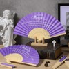 25 Pack Funeral Favors for Guests Handheld Paper Fans, Purple