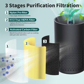 FCFMY 4 Packs AC400 Pet Care Replacement Filters Compatible with Purivortex AC400 Air Cleaner Purifier, with H13 True HEPA and Activated Carbon Filter, Yellow