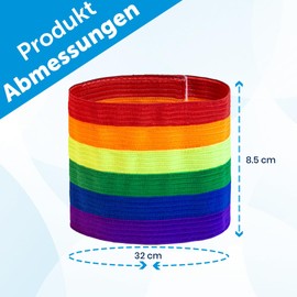 Sportacular Gear 5 Rainbow Bracelets with Velcro Fastening, Individually Adjustable, Rainbow Bracelet, Captain's Armband, Polyester