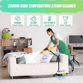 2500W Steam Cleaner for Home & Car, 15s Heat-Up Handheld Steamer for Cleaning, 1.2L Portable High Steam Cleaners, 6-Level Steam Control with 14 pcs Accessories Kit for Car, Floors, Couches, Grout