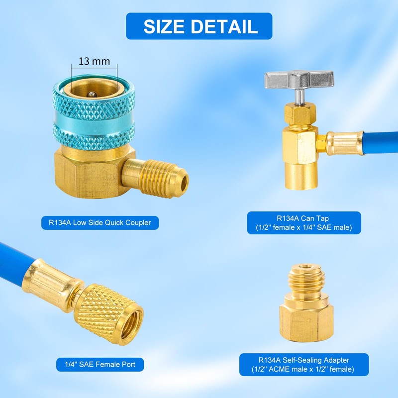 Tigbear R134A Refrigerant Recharge Kit, Refrigerant Charging Hose Set with