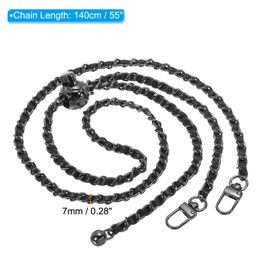 PATIKIL 55 Inch Thin Purse Chain Strap Adjustable, Leather Metal Chain Strap Replacement Chain for Handbag Shoulder Crossbody Clutch Bags, Black/Dark Grey