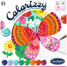 Sentosphère 3904504 Colorizzy Painting by Numbers Painting Set for Children, Butterflies, Craft Set, Creative Set, DIY, Multi