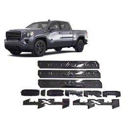 Overlay 6Pcs Door Rear Emblem 3D Bagde 4x4 Nameplate Replacement for Sierra Elevation 2019+ Sierra 1500 (Glossy)