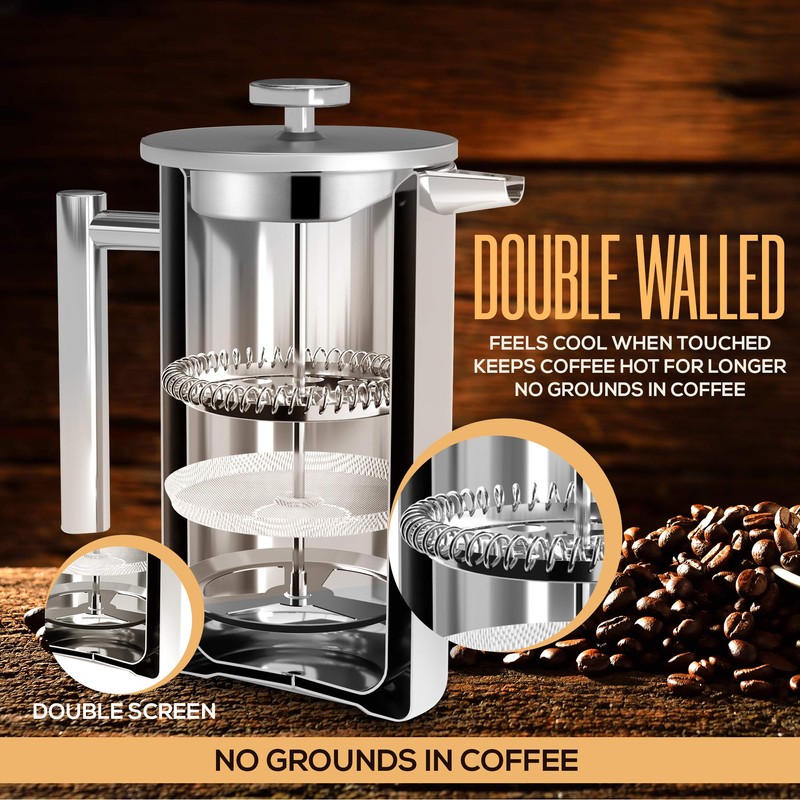 Utopia Kitchen 304 Grade Stainless Steel French Press Coffee Maker