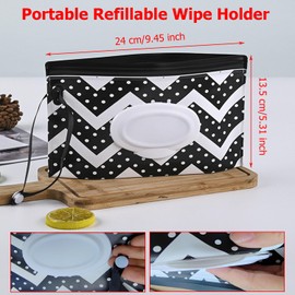 Taicols Wipe Dispenser, 3 Pcs Portable Refillable Wipe Holder, Wipes Container Wipes Dispenser Wipe Dispenser Bag Reusable Travel Wet Wipe Pouch Lightweight Wipes Container Case Holder Wipes Carry Bag