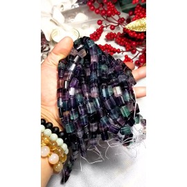 RAYON Top! 3A FLUORITE Sphere & Column bead bracelet for MEN Stretch 12mm - 7", 8"