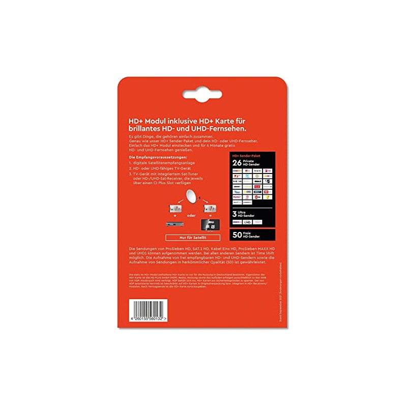 HD PLUS CI+ module for 6 months (including HD+ card,