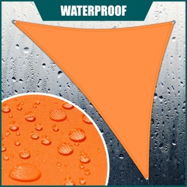 Royal Shade 12' x 12' x 12' Orange Triangle Waterproof Sun Shade Sail Canopy Awning, UPF50+ 98% UV Blockage & Water Resistant, Outdoor Backyard Patio Garden (We Make Custom Size)