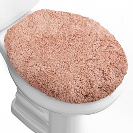 Baahrnom Luxury Soft Microfiber Toilet Lid Cover Machine Washable Solid Toilet Seat Cover 17.5" x 15" Adjustable Rubber Backing Fits Most 16-17.5" L x 14-16" W Round Oblong and Elongated Toilet Seat