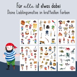 lila liebt dich® 100 Trendy Pirate Tattoos Children's Motifs // Children's Tattoos Skin Friendly & Tested // Cool Children's Tattoo Boys Set Made in Germany // Gentle Tattoos Children Skin Friendly