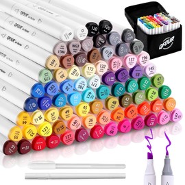 QFOUR Alcohol Markers Brush Tip, 82Pcs Art Markers Set, Brush & Chisel Tip Drawing Pens for Adults and Kids Coloring Illustration, Sketching, Drawing, Card Making