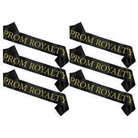 Prom Royalty Sash Set of 6, Prom Royalty Sashes Black and Gold, School Dance Graduation Party School Party Accessories, Prom Sashes for Prom Court, High School Dance, Party, Costume, Event