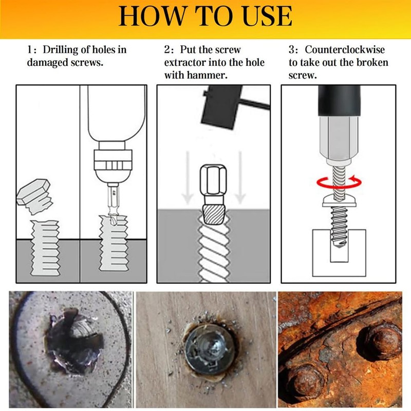 10 Pcs Screw Extractor Set, Hex Head Easy Out Bolt