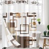 Nesphy No Hook Brown Geometric Vintage Checkered Shower Curtain with