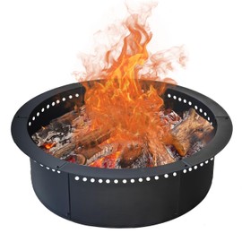 SoulMate Outdoor 48-Inch Outer/42-Inch Inner Fire Pit Ring Smokeless,Duty Solid Metal Steel Round Firepit Rim Insert for DIY Fire Pits, Outdoor Above or In-Ground, Camping Garden Patio Backyard.