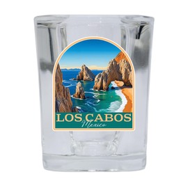 R and R Imports Los Cabos Mexico Design B Souvenir 2.5 Ounce Shot Glass Square 4-Pack