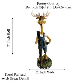 Urbalabs Redneck Hillbilly Deer Buck Tooth Big Buck Hunter Home Office Man Cave Gift Decor Country Living Rednecks Country Drunk Statues