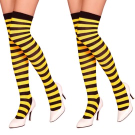 Krautwear®, Women's, Striped, Tight-high Stockings, Ring Stockings for Carnival, Fancy Dress, Cosplay, 80s -