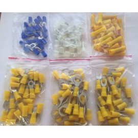 150 Pcs Electrical Terminals Ring Butt Spade Connector Caps Kit CRIMP Wire Car