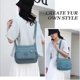 WITERY Nylon Crossboby Bag for Women - Waterproof Zipper Multi-pocket Travel Shoulder Bag Purse Wallet (Blue 4)