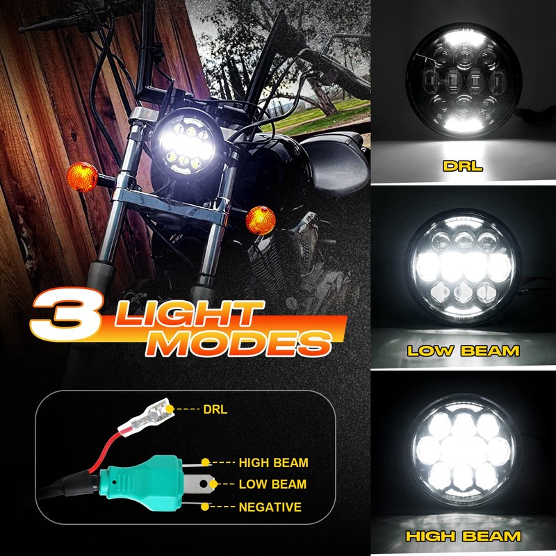 DOT Approved 80W 5-3/4" 5.75" Round LED Projection Headlight Compatible