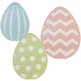 Bethany Lowe Designs RL1712 Glittered Pastel Easter Eggs Decor, Set of 3, Multicolored