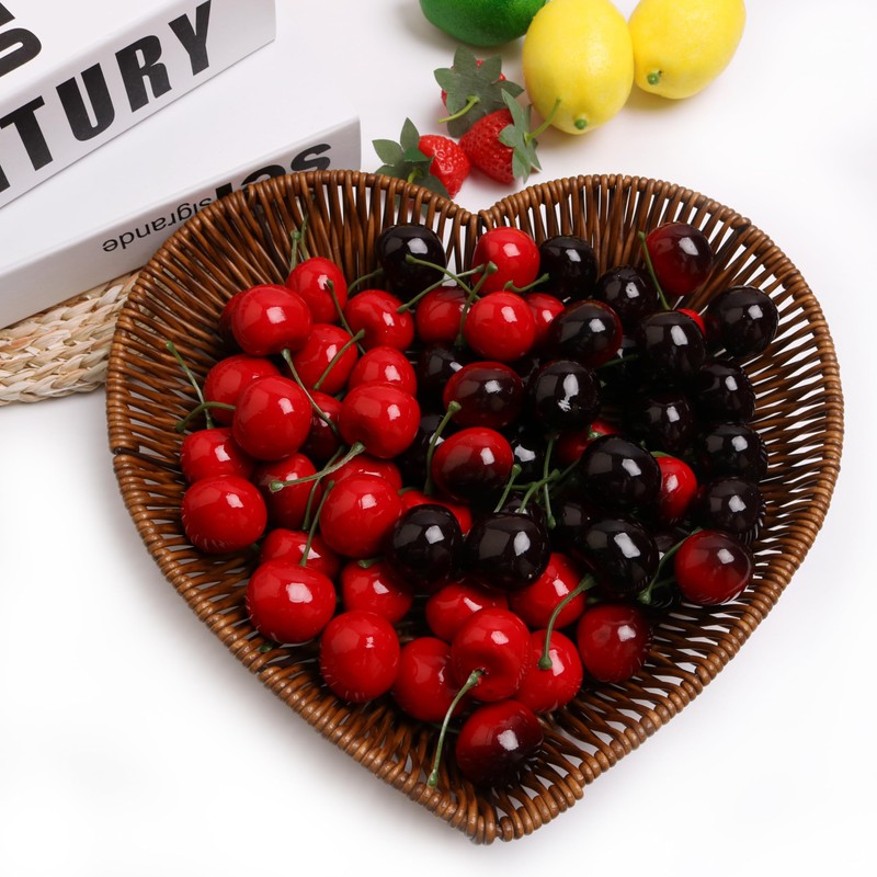 caiyjhao 50PCS Simulation of Fruit Cherry Realistic Fake Fruit Cherry