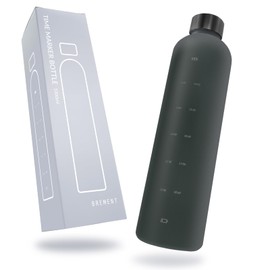【Made with Tritan used in medical devices】BREMENT Time Marker Bottle 1000mL Water Bottle 1 Liter BPA Free Tritan 【Drink 2 Liters of Water a Day!】 Large Capacity (Matte Black)