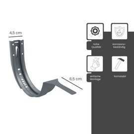 ZAMBELLI Headboard Holder Galvanised 250/8 Pieces Anthracite Gutter Holder for Gutter Semicircular Mounting without Soldering