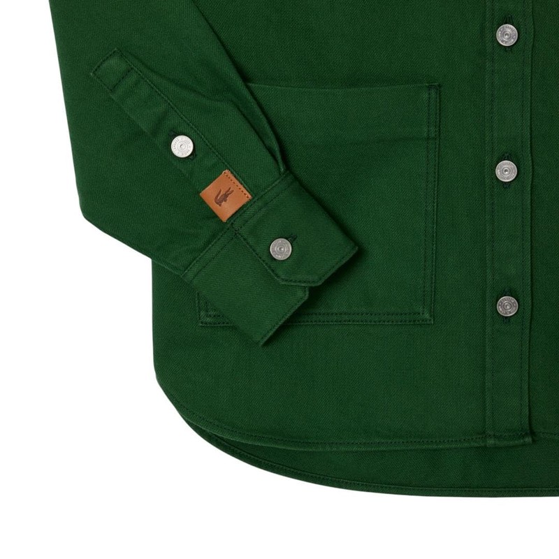 Lacoste Women's Relaxed Fit Denim Overshirt, Green, 10