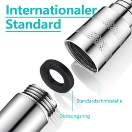 HAPPUP HAPPUP Premium Duschschlauch, 1.5m, Silber, Edelstahl, Duschkopfanschluss, Anti-Twisting, Korrosionsschutz, 2 cm Durchmesser, 5 bar Druck, 2 mm Wandst?rke