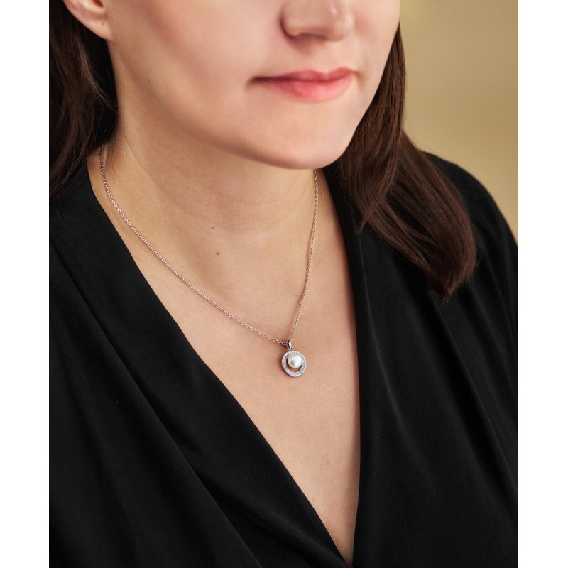 Schöner-SD 925 Silver Necklace with Pearl Pendant Freshwater Pearl Cubic