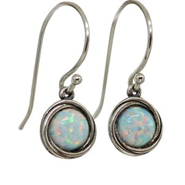 Opal earrings, Sterling silver 925 white Opal dangle earrings for women, Minimalist stone earrings, Vintage earring, Girl earring, Birthstone earrings, Vintage earrings, White stone earrings