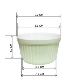 Yuauy 8 oz 4 pcs Light Green Porcelain Souffle Dishes Ramekins Dipping Sauces Baking and Cooking Bakeware Baking Cups Bowls for Pudding Desserts Creme