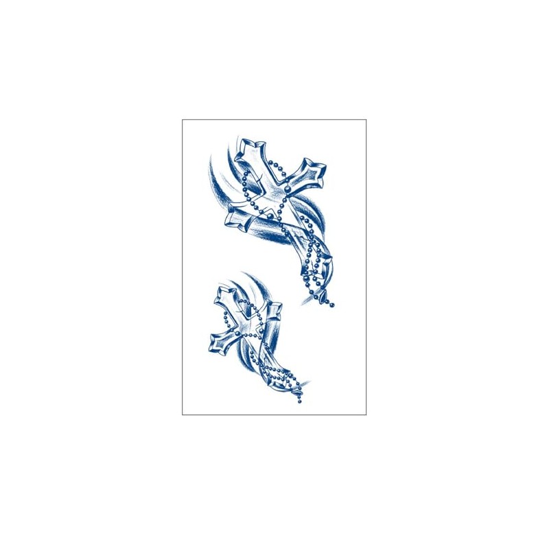 2 Blätter Temporary Kreuz mit Rosenkranz Tattoo Semi-permanente Tattoos Langhaltende