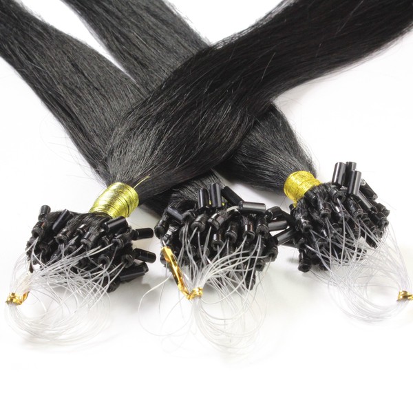hair2heart Microring Extensions Echthaar glatt - 200 Strähnen 0.5g 40cm
