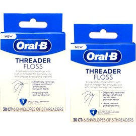 Oral-B Threader Floss, 30-Count: 6 envelopes of 5 threaders (Value Pack of 2)