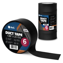 Reli. Duct Tape, Black | 1.88" x 120 Yards Total (6 Rolls, 20 Yds Each) | Heavy Duty Duct Tape - Waterproof, Tear by Hand|Black Duct Tape for Repairs, Construction, Bundles, Piping,Box Sealing (Black)