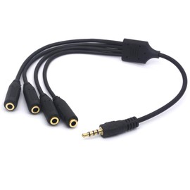 3.5mm Headphone Splitter Cable, 4 Pole 1/8 Inch TRRS AUX Stereo Jack 1 Male to 4 Female Adapter Cord (1 Male To 4 Female)