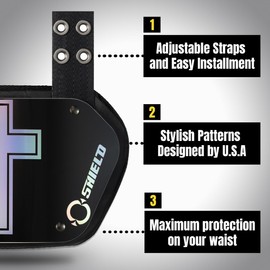 O Shield Golden Cross Chrome Football Back Plate, Lower Back Pads for Football Players, Rear Protector, Holy Cross, Adult Fit