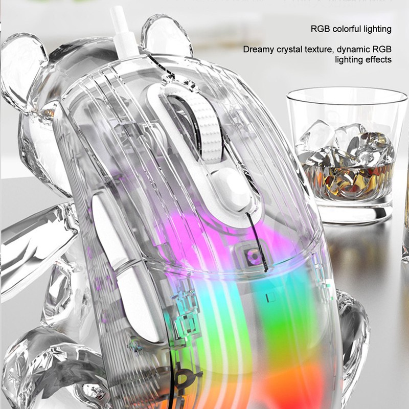 Gaming Mouse Transparent Wired Mechanical Mouse 6 DPI Adjustable RGB