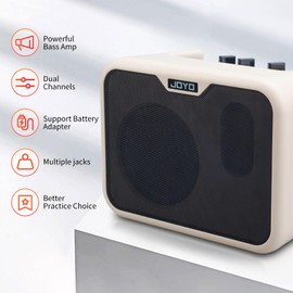 JOYO 10W Mini Bass Amp Bass Guitar Practice Amp Combo Bass Amplifier Portable Small Battery Powered Bass Amp Dual Channel (MA-10B)