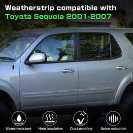 4Pcs Front and Rear Window Weatherstrip Compatible with Toyota Sequoia 2001-2007, Complete Moulding Trim Seal Kit with Part Numbers 75710-0C010, 75720-0C010, 75730-0C010, 75740-0C010