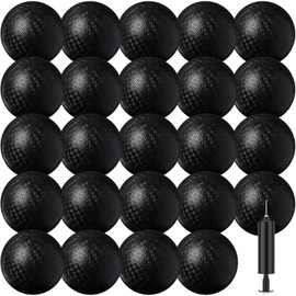 24 Pcs Dodgeballs Bulk 6 Inch Playground Balls, Sport Kickball Rubber Bouncy Inflatable Balls with a Hand Pump for Kids Adults Indoor Outdoor Ball Games, Kickball, Handball, Four Square(Black)