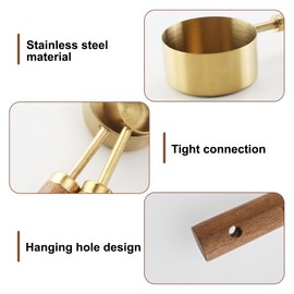 Measuring Spoon Set, 4PCS Food Measure Spoon Measuring Scoop Cups with Wooden Handle for Kitchen Cooking Baking