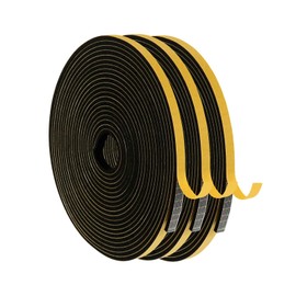 Draft Excluder for Doors, 12mm(W) x 6mm(T) Door Insulation Tape Window Sealer Weather Stripping Foam Seal Tape Perfect for Insulating and Keeping Out Drafts (2Pcs Total 8M Long)