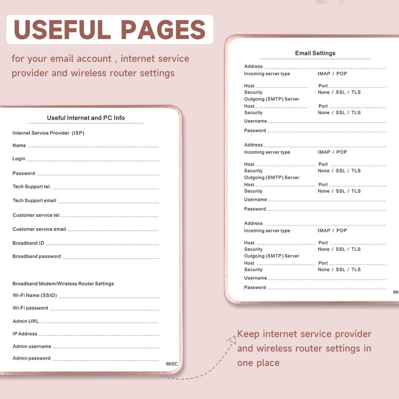 Password Book with Alphabetical Tabs – Hardcover Internet Address &
